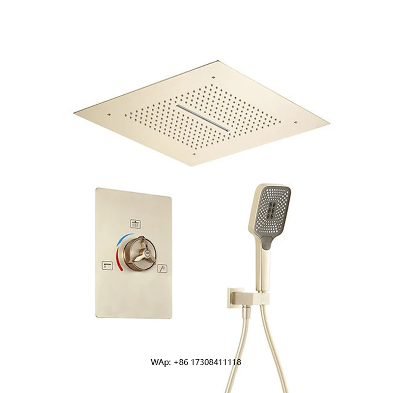 3-Function Chrome Ceiling Shower System Rainfall Bathroom Shower Set Wall Mounted Luxury Shower Panel with Handheld