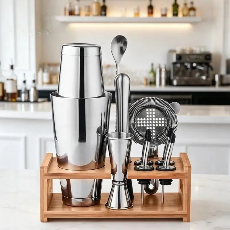 for Stainless Steel Cocktail Mixer Set Combination Shaker Bar Mixer Boston Shaker Full Set