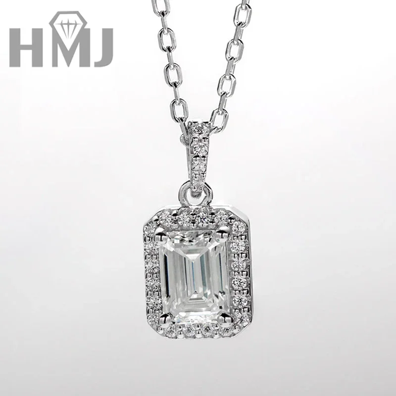 HMJ 1 Karat Runder Brillantschliff Moissanit-Anhänger Halskette Silber 925 Moissanit 18k Weißgold Plattiert Edelstein-Halskette – Detail 4