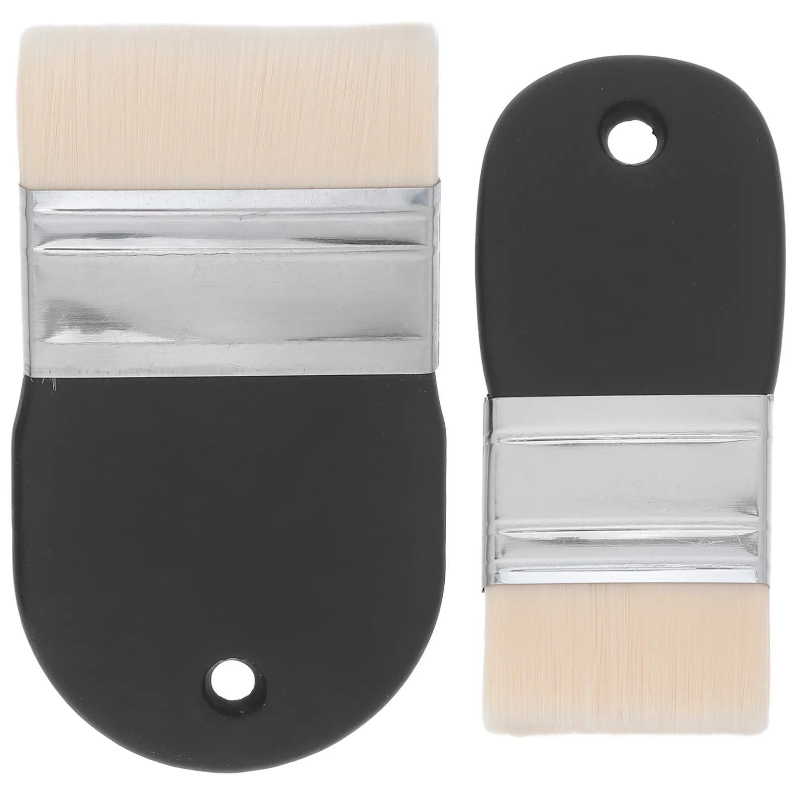 2Pcs Flat Paddle Paint Brushes Nylon Bristles Short Wood Handle for Watercolor Oil Gouache Painting Fine Detail Broad Wash Craft