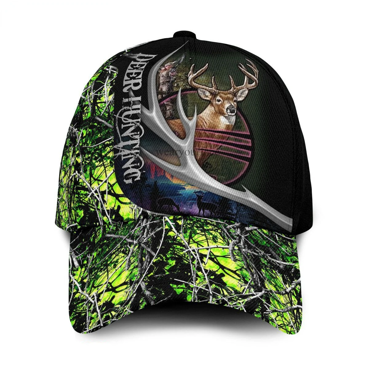 Hunting Fish Hook Animals 3D All Over Printed Snapback Hat Men Women Adult Hip Hop Headwear Outdoor Sun Visor Baseball Cap