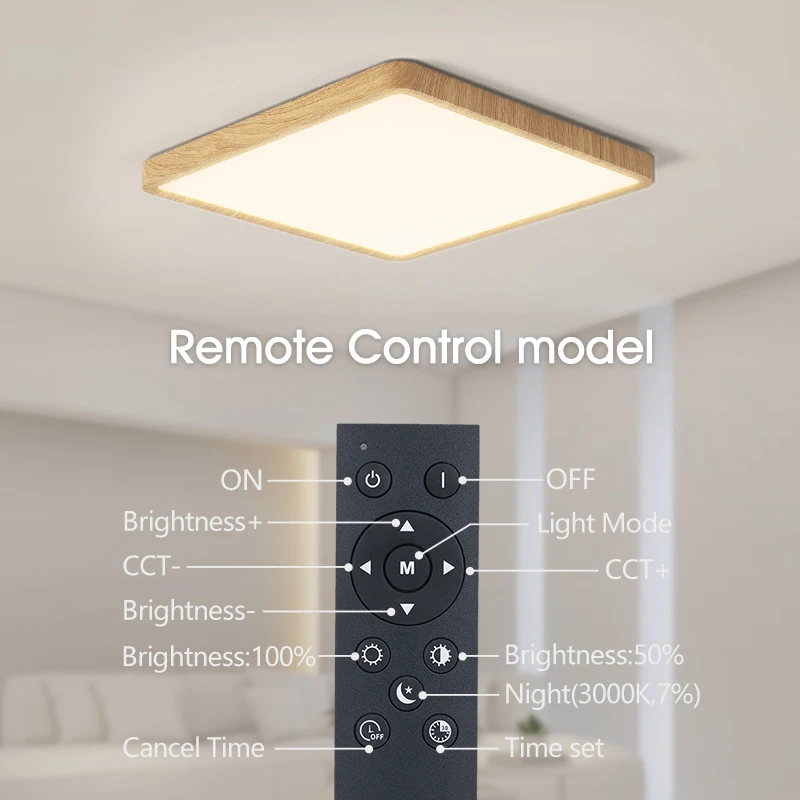 Vierkante Tuya Wifi Smart Led Plafond Lamp App/Afstandsbediening Houtnerf Voice Control Alexa Dimbare Glans Verlichting Voor woonkamer