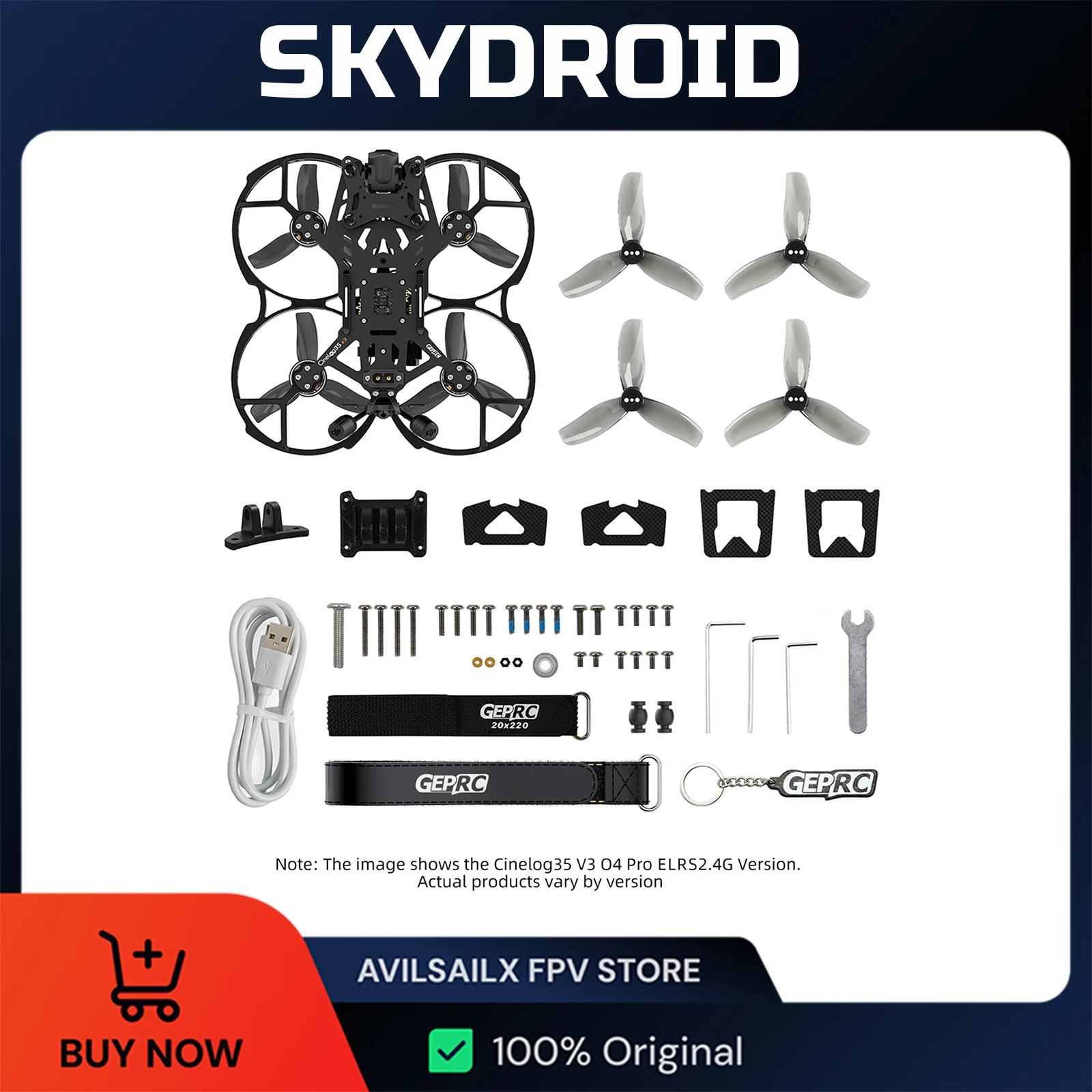 

GEPRC CineLog35 V3 WTFPV - 3.5inch Cinewhoop FPV Drone Quadcopter Power Kits GEP-F722-45A AIO V2 2105.5 2650KV