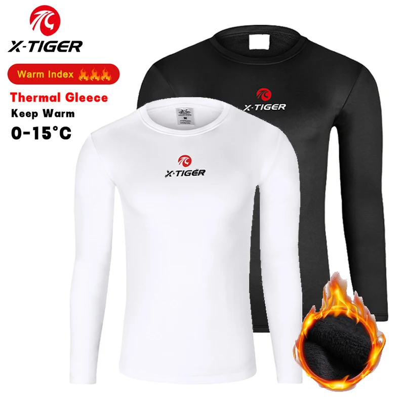 X-TIGER Winter Cycling Base Layer Long Sleeve Warm Bike Underwear Fleece Sports Bike Shirt For Keep Warm sport Bicycle