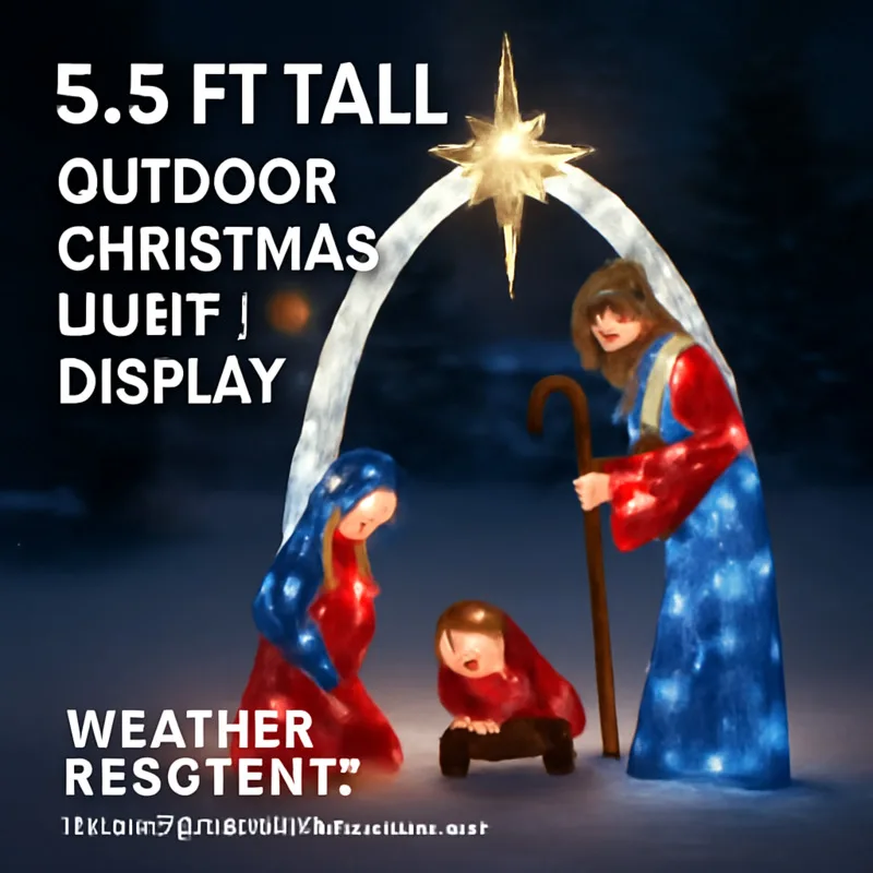 

LED Nativity Scene Yard Decoration – Lighted Christmas Display With Star, Mary, Joseph, And Baby Jesus For Festive Outdoor Decor