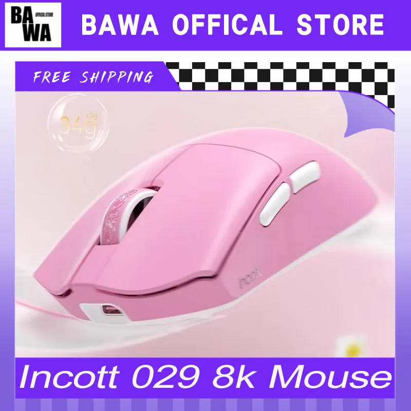 

Беспроводная мышь Incott 029, 8 К, три режима, 2,4 г, прокладка для игровой мыши с Bluetooth, легкий эргономичный аксессуар для ПК, геймера, мышь в подарок