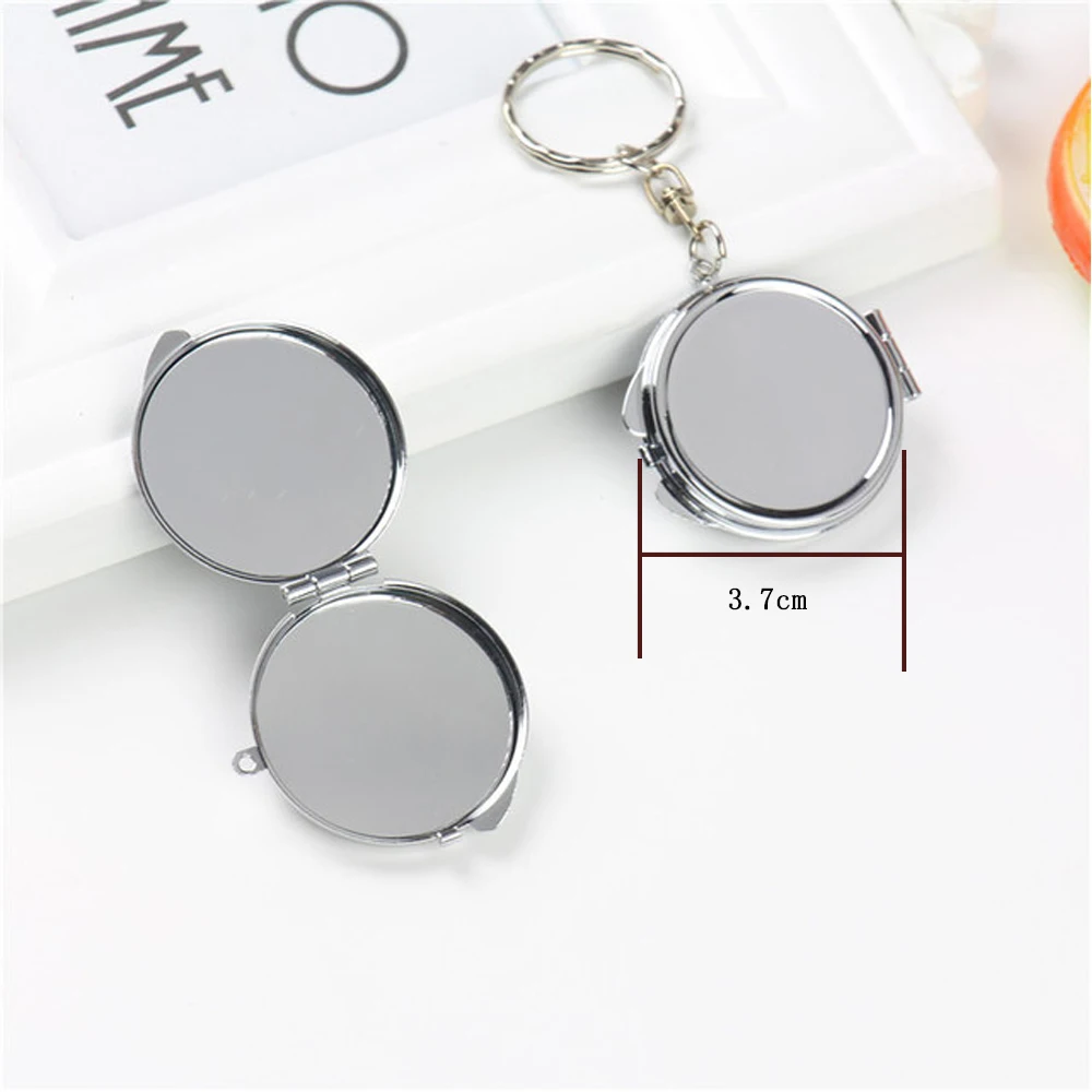 12Pcs/Lot Sublimation Blanks Metal Pocket Compact Mirror Keychain Travel Makeup Mirror Smart Mirror For Women Home Travel Use