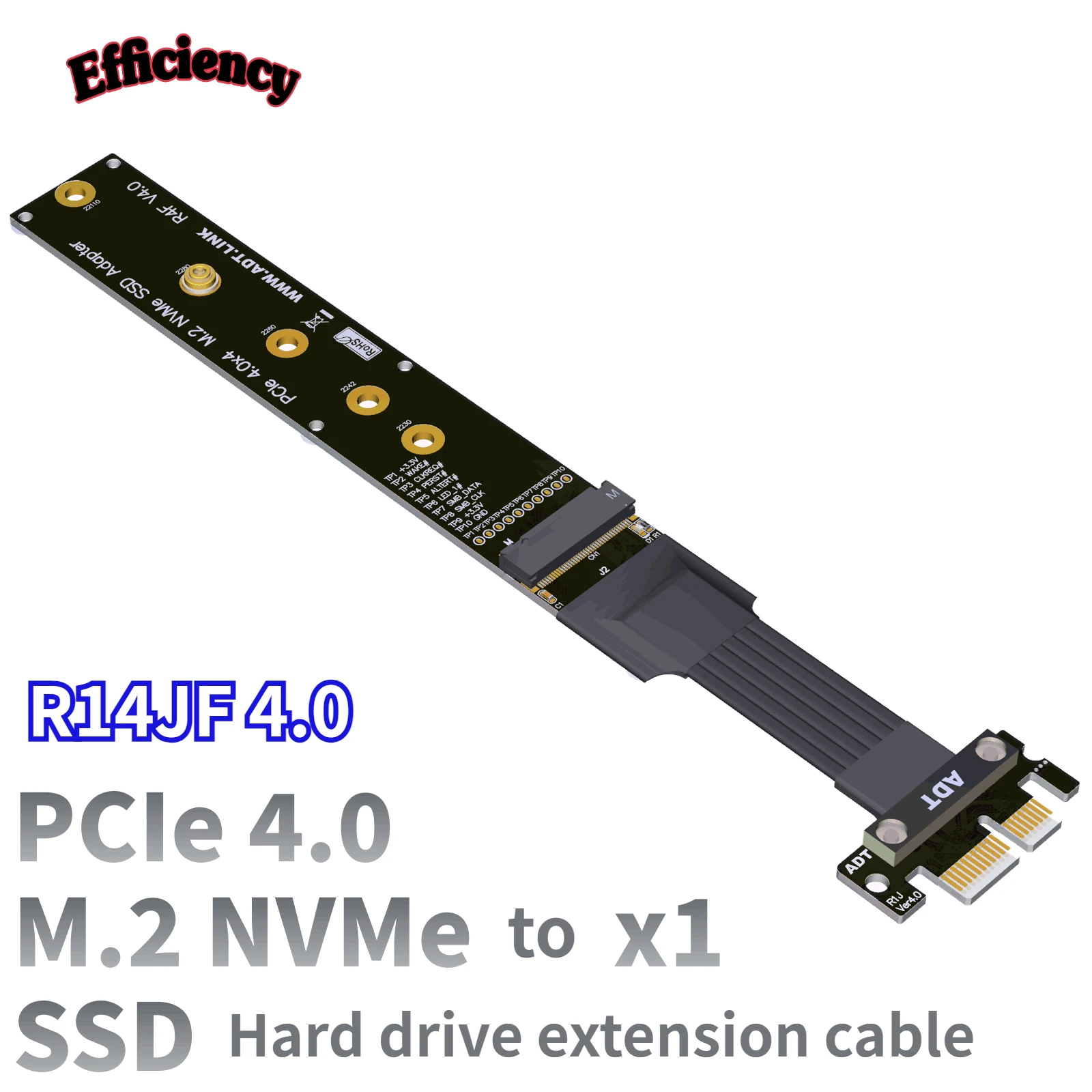 

Customized PCIe X1 Extension Cable M.2 NVMe SSD Solid-state Drive Adapter Card Motherboard M.2 Key M-slot ADT R14JF