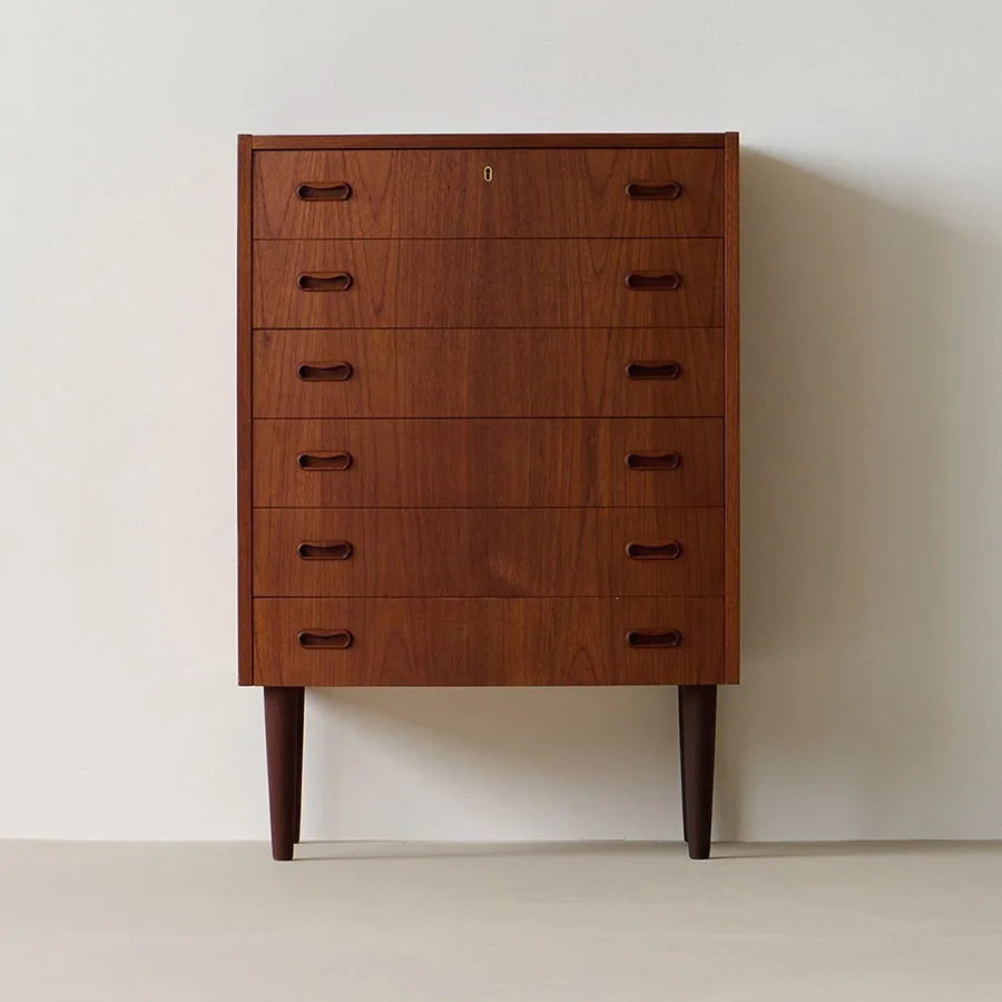 Medieval furniture, vintage six-chest cabinet MCM style Japanese drawer cherry wood storage cabinet Myanmar teak Denmark
