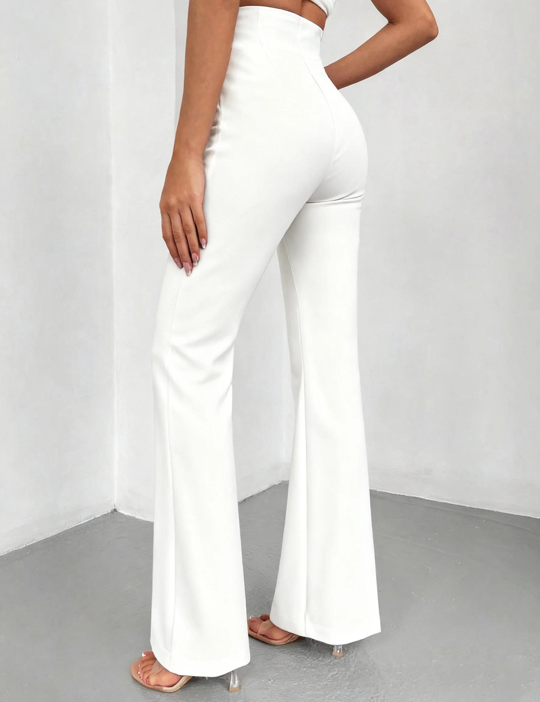 Ladies' autumn solid color casual elegant commuting high waisted straight leg pants suitable for daily outings office commuting