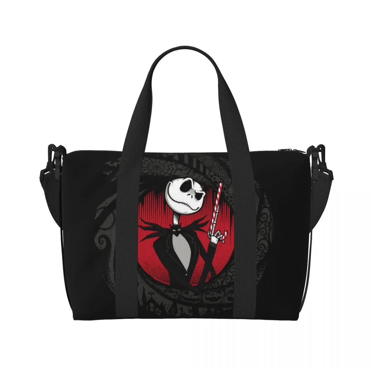 Custom Jack Skellington Grocery Tote Shopping Bags Women Large Capacity The Nightmare Before Christmas Beach Gym Travel Bags