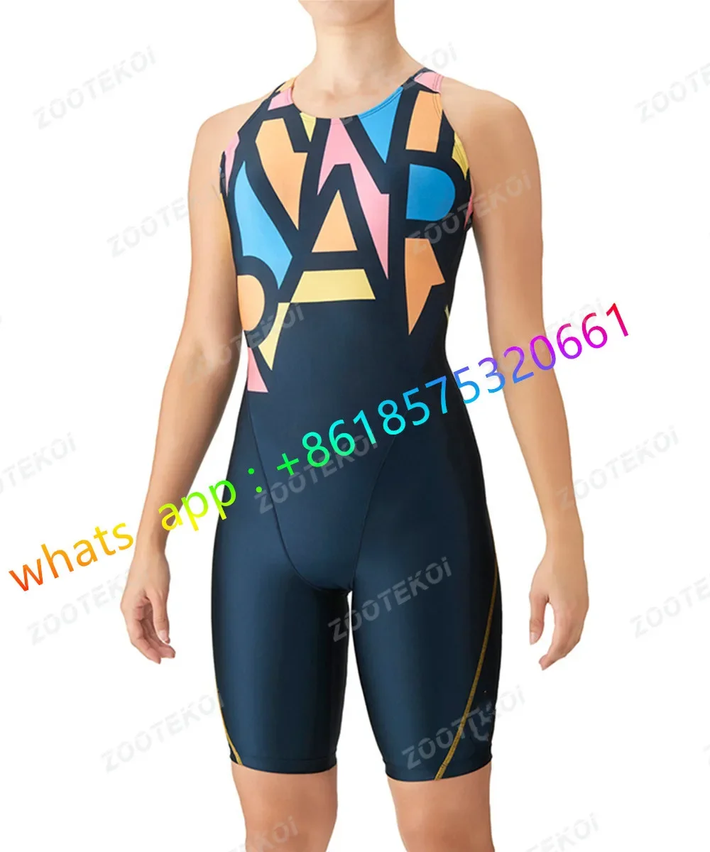 Womens One Piece Bodysuit Swimsuit Triathlon Competitive Pro Training Knee Length Swimwear Swimming Pool Comfort Bathing Suit