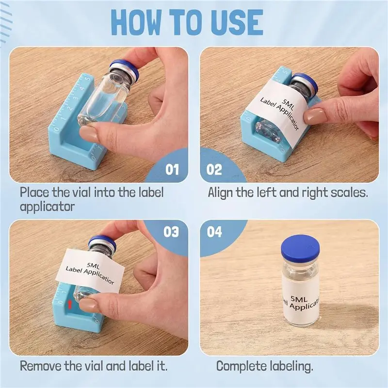 [NEW!】 Peptide Vial For Label Applicator(2 Pack) For 2Ml/3Ml& 5Ml/10Ml Vials-Time-Saving Handheld Sticker Alignment Tool For Lab