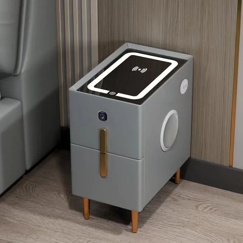 Ultra Narrow Small Smart Bedside Table Modern Simple Nightstand Multifunctional Home Bedroom Premium Storage Cabinet