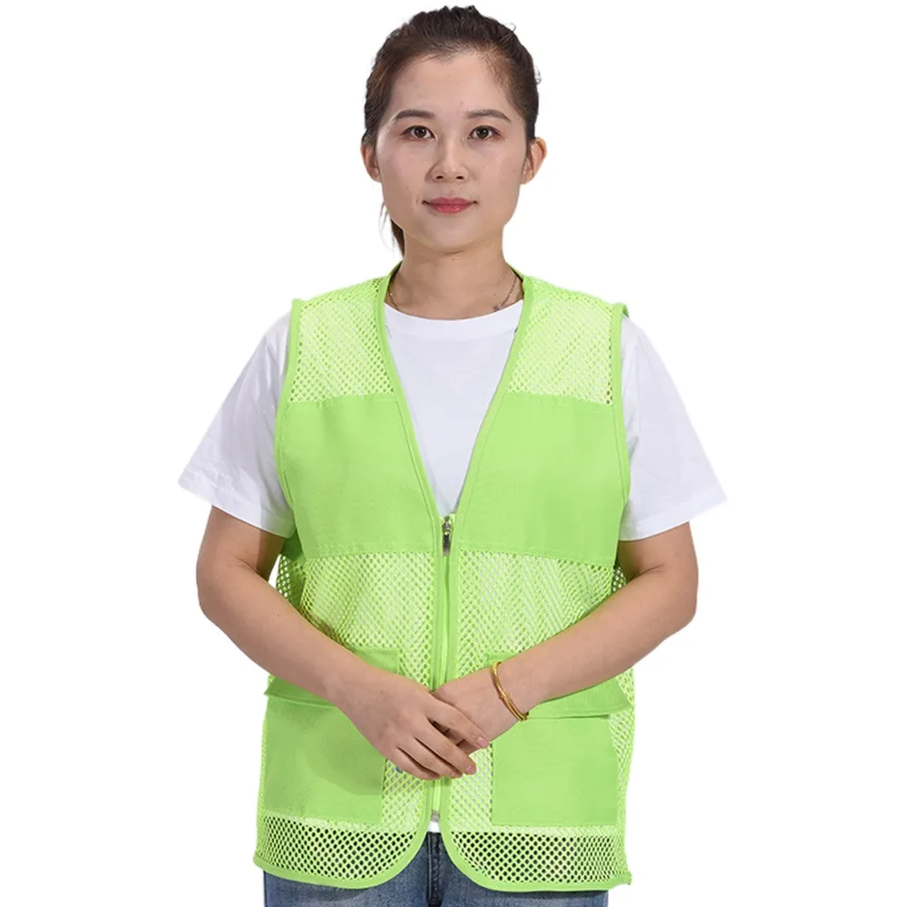 

Men Women Mesh Safety Vest Ordinary/With Reflective Strips Zipper V-neck Vest Sleeveless Style See-through Vest Summer Season