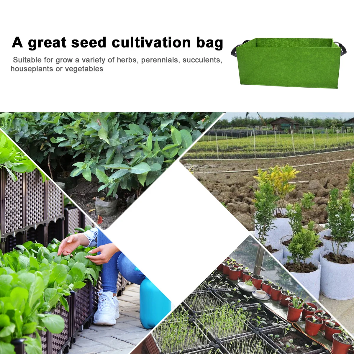 

2 PCS Household Grow Bag Potato Garden Bags Felt Fabric Gardening Planting Pouch