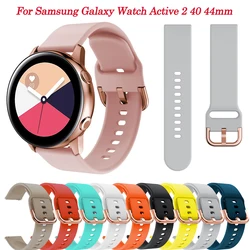 Rose Gold Buckle 20mm Strap For Samsung Galaxy Watch 5/4 /Classic/3/Gear S2 /Active 2 40 44mm Silicone Watch Band Bracelet Wrist