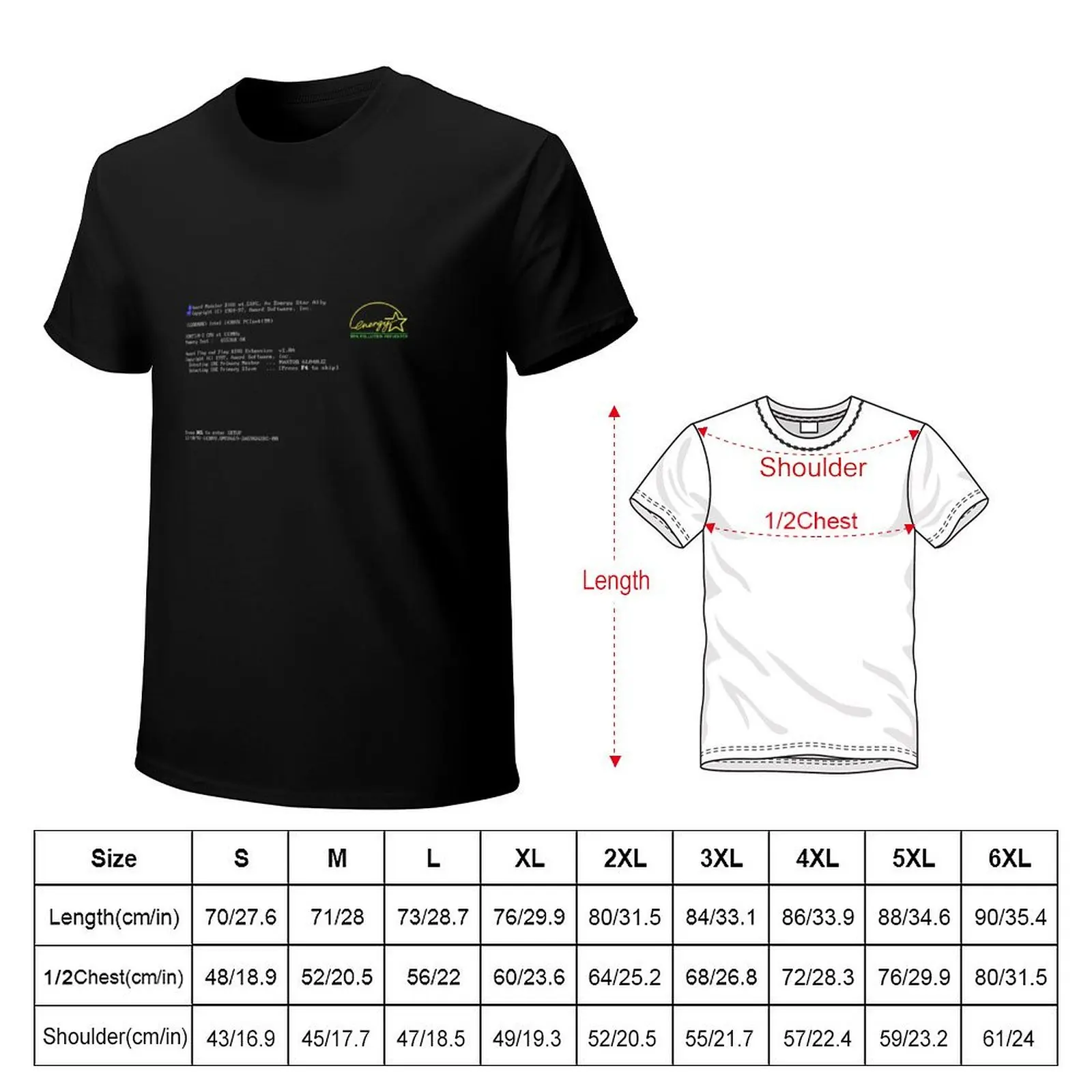 90s PC boot screen Energy star EPA Pollution preventer T-Shirt Simple Solid Color Crew Neck Tee