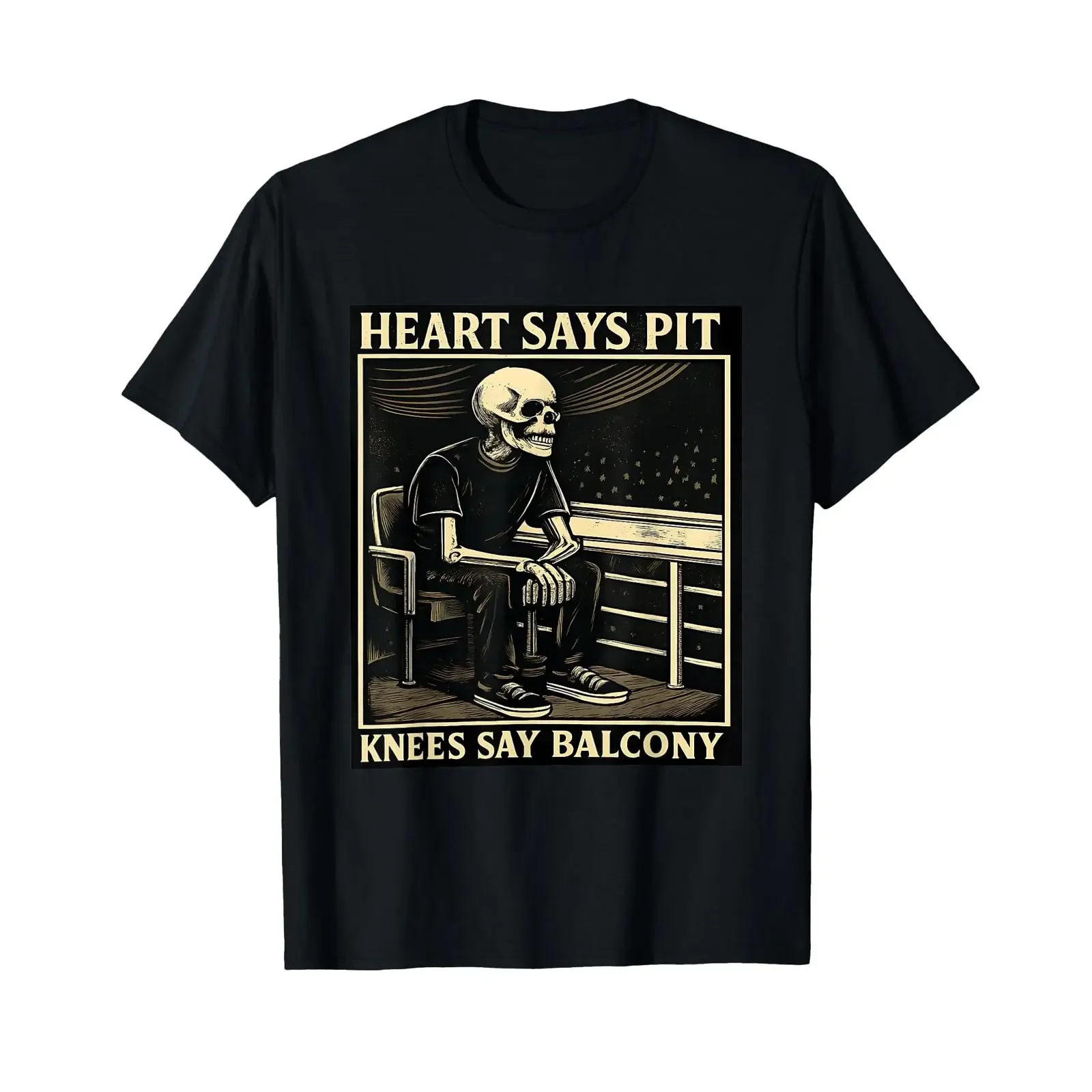 Vintage T Shirt Heart Says Pit Knees Say Balcony vintage Washed fashion Top For Everyday Wear Comfortable Casual streetwear