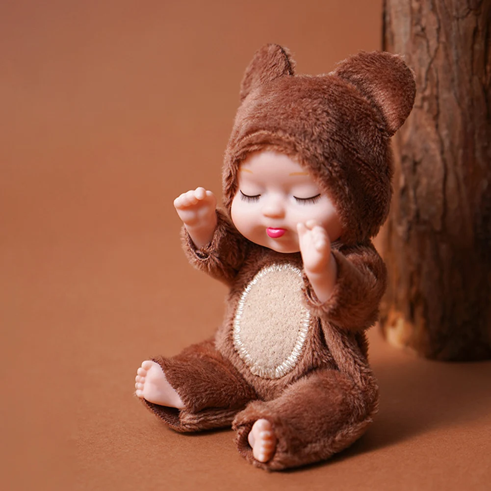 1/6 Pcs 11cm Mini Reborn Baby Doll Lifelike Realistic Baby Doll Toys with Animal Clothes Miniature Reborn Doll Newborn Baby Doll