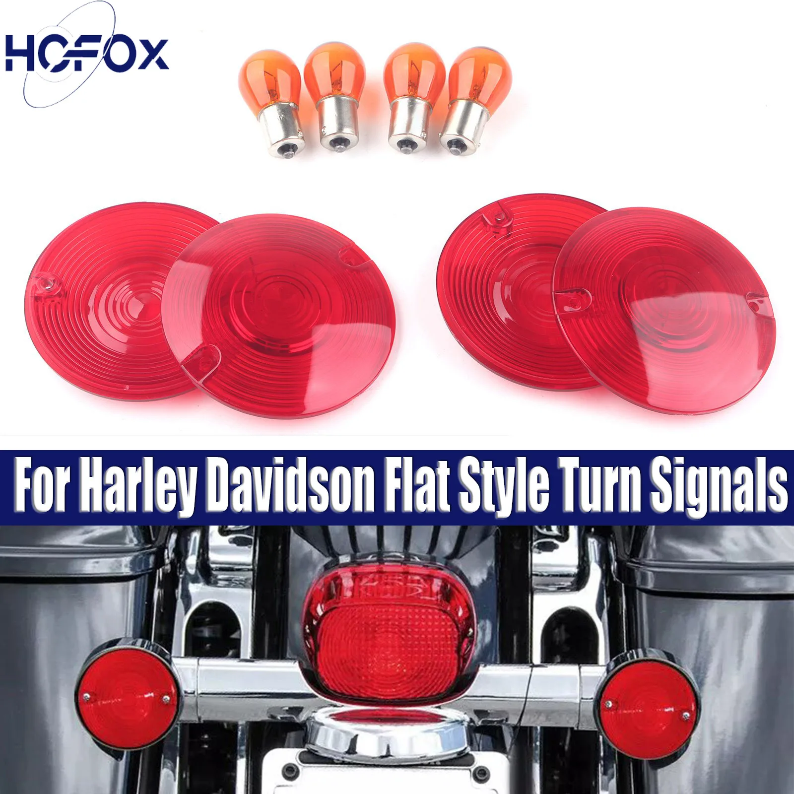 

Turn Signal Light Smoke Lens Amber bulb For Harley Davidson Flat Style Turn Signals 1986-2012