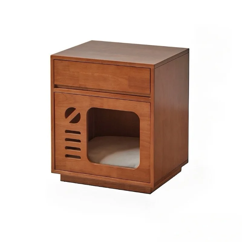 Cat nest bedside table storage integrated multi-functional tree hole small bedside table safe house cat bed air-conditioned room