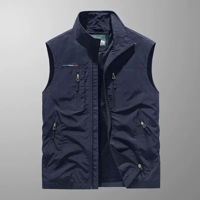 

Quick dry multi-pocket fishing vest men outdoor spring and autumn vest photography tooling jacket outside wear leisure