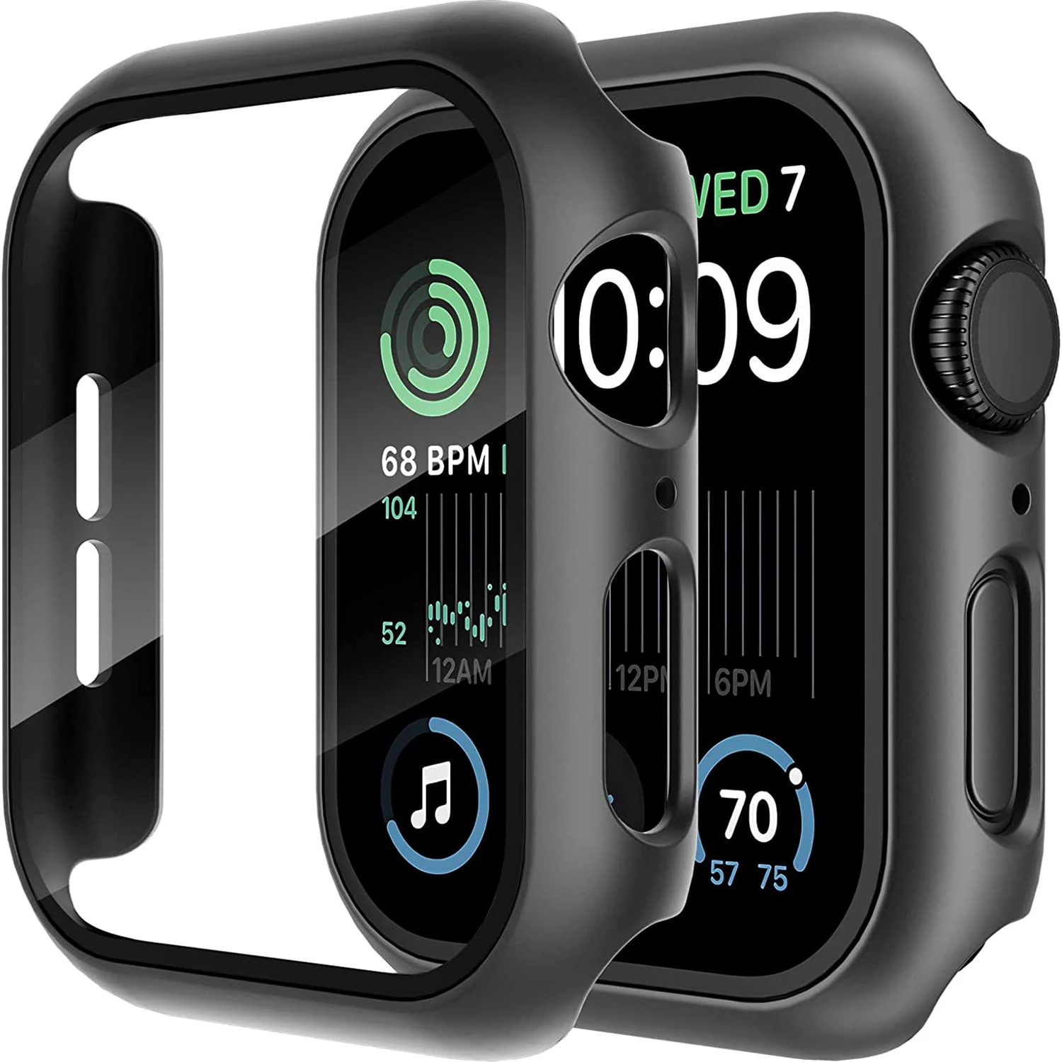 Funda + película templada para Apple Watch, cubierta protectora de vidrio para iWatch Series 8, 7, 6, 5, 4, 3, SE, 45mm, 41mm, 44mm, 42mm, 40mm, 38mm