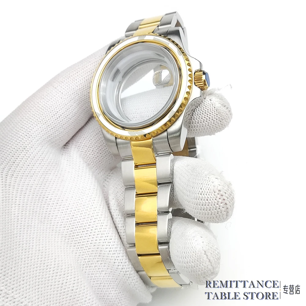 Case 40mm Water Resistant Gold Case Bracelet Stainless Steel Scratch Resistant Sapphire Glass For NH35 NH36 8205 8215 Movement