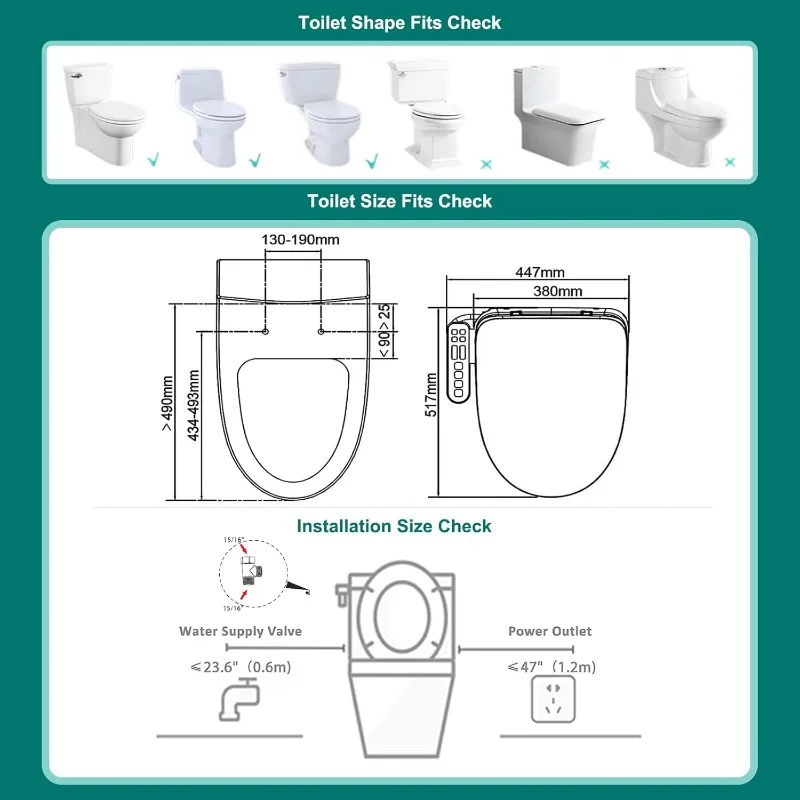 HOME - مقعد مرحاض ذكي ممدود، مقعد مرحاض تسخين إلكترونيًا، فوهة التنظيف الذاتي، درجة الحرارة (التحكم في اللوحة) #5