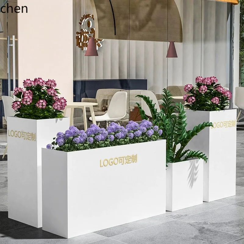 ZML Outdoor Flower Box Combination Milk Tea Shop Sales Department Commercial Street Outdoor Iron Art Flower Bed Flower Tray