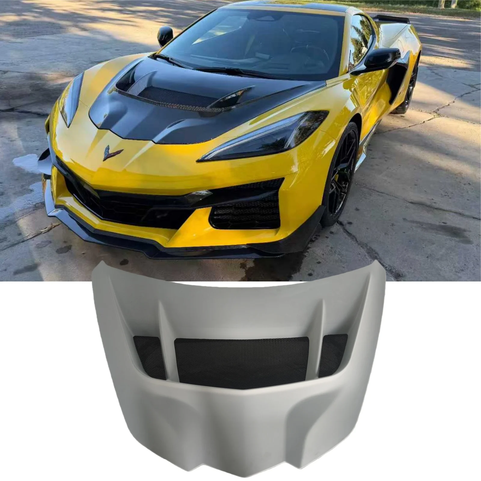 ZR1 Style Unpainted FRP Front Hood For Chevrolet Corvette C8 Stingray New Condition Bonnet For C8 Z06 Double Sided Hood