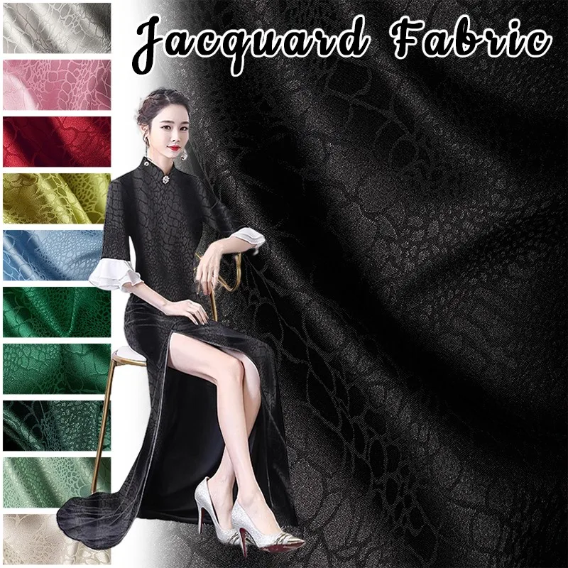 

50X150Cm Jacquard Fabric Crocodile Embossed Pattern for Cheongsam Hanfu Diy Dress Sewing Clothing Material