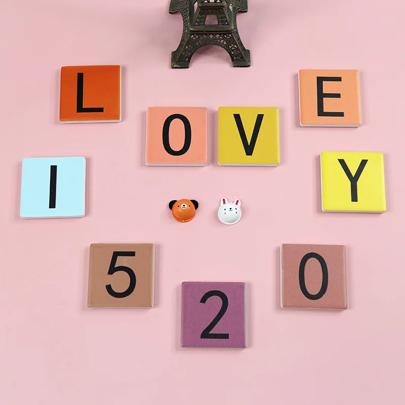 12pcs Creative Cute Refrigerator Magnets,Ceramic Letters Magnet Stickers Strong ABC Letters Magnetic Decorative for Kitchen