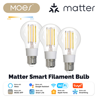 ​​MOES Smart Filament Bulb E27 7W Dimmable LED Light 806LM 2700K-6500K, Works with Alexa Google Home Tuya Matter