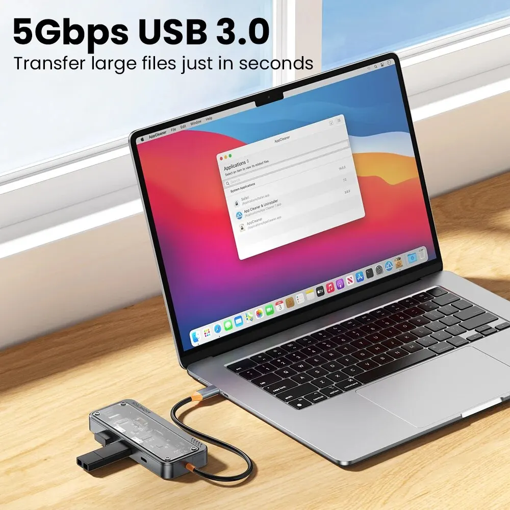 Koncentrator USB C 8 w 1 typu C 3.1 na HDMI-4K 5 GB Czytnik kart RJ45 SD/TF HUB USB 3.0 100 W PD Szybkie ładowanie do laptopa MacBook