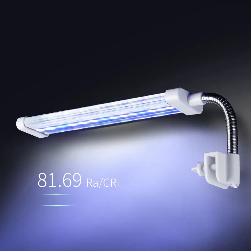 Crystal LED Aquarium Light 6W/8W/10W Aquatic Plant Lighting Waterproof Clip-on Lamp For Fish Tank Plants Grow Blue White Light