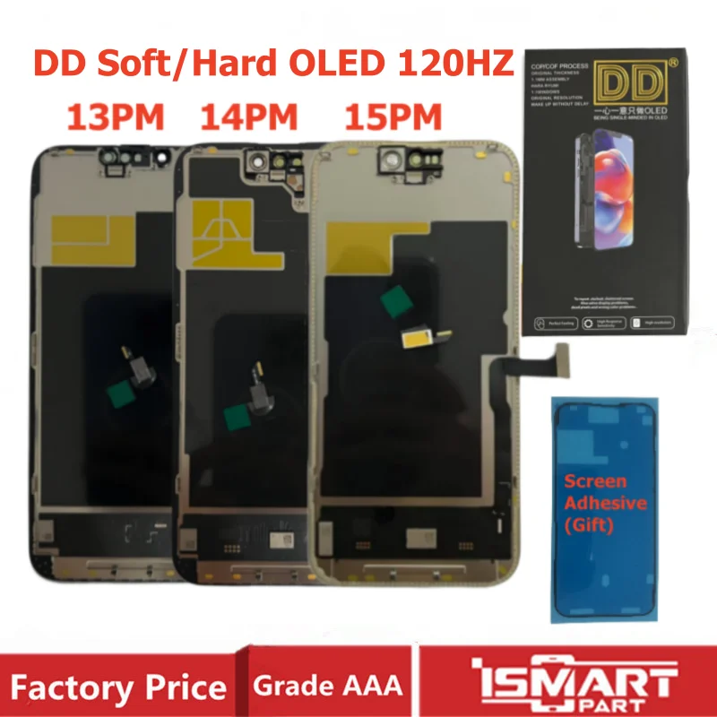 DD 120HZ Soft Hard OLED For iPhone 15 Pro Max Screen 17 Pro Max 14P 15P 16Pro Display 3D Touch LCD Screen Digitizer Replacement