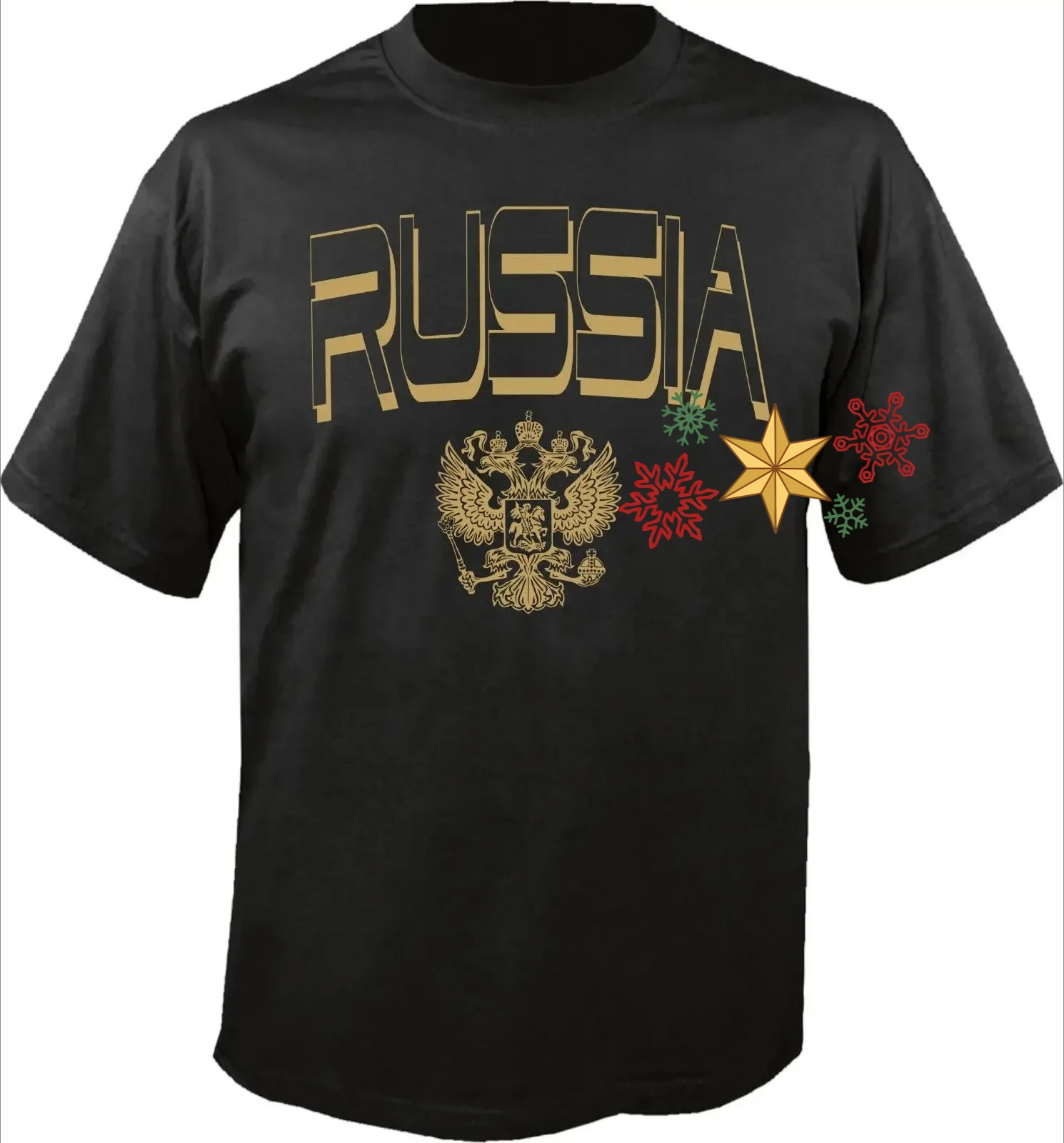 Russian Federal Insignia Double-headed Eagle Badge T-Shirt 100% Cotton O-Neck Summer Short Sleeve Casual Mens T-shirt Size S-3XL