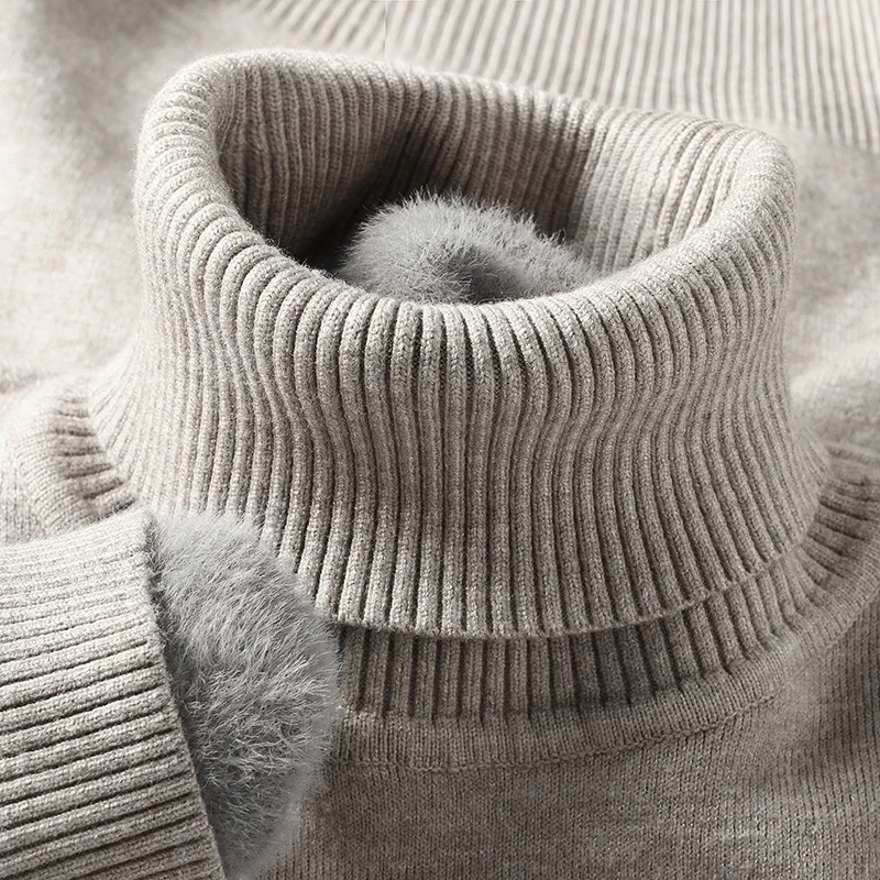 Sweatwear Mens Anti-pilling High Quality Knitted Turtleneck Sweater Slim Fit Long Sleeve Pullover Solid Color Trend Men Clothing