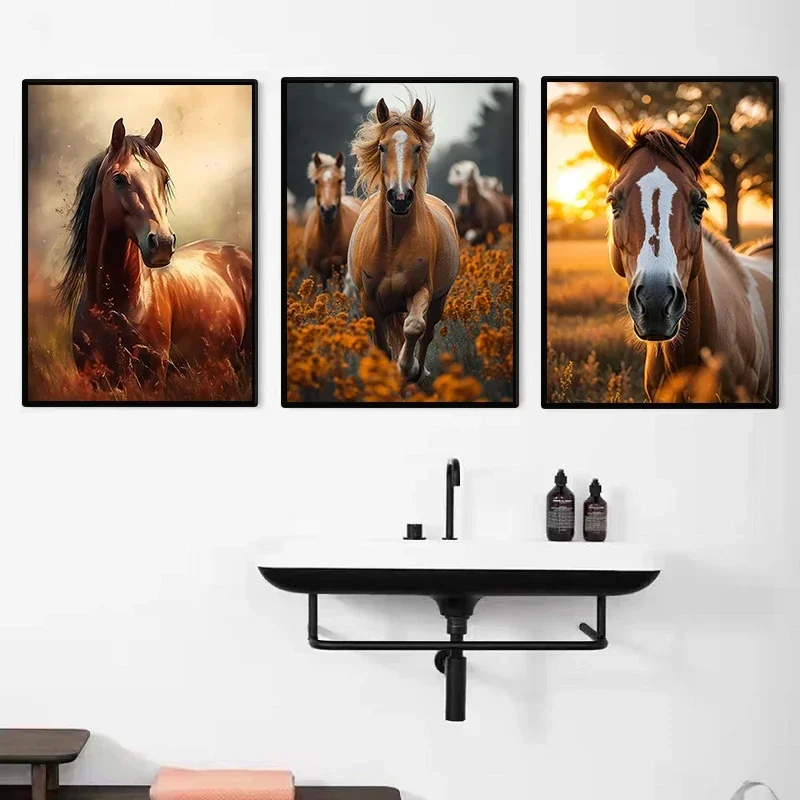 Handsome Horse Wild Animal Poster Horses Portrait Photography Canvas Painting Modern Wall Art  for Living Room Home Decor Mural