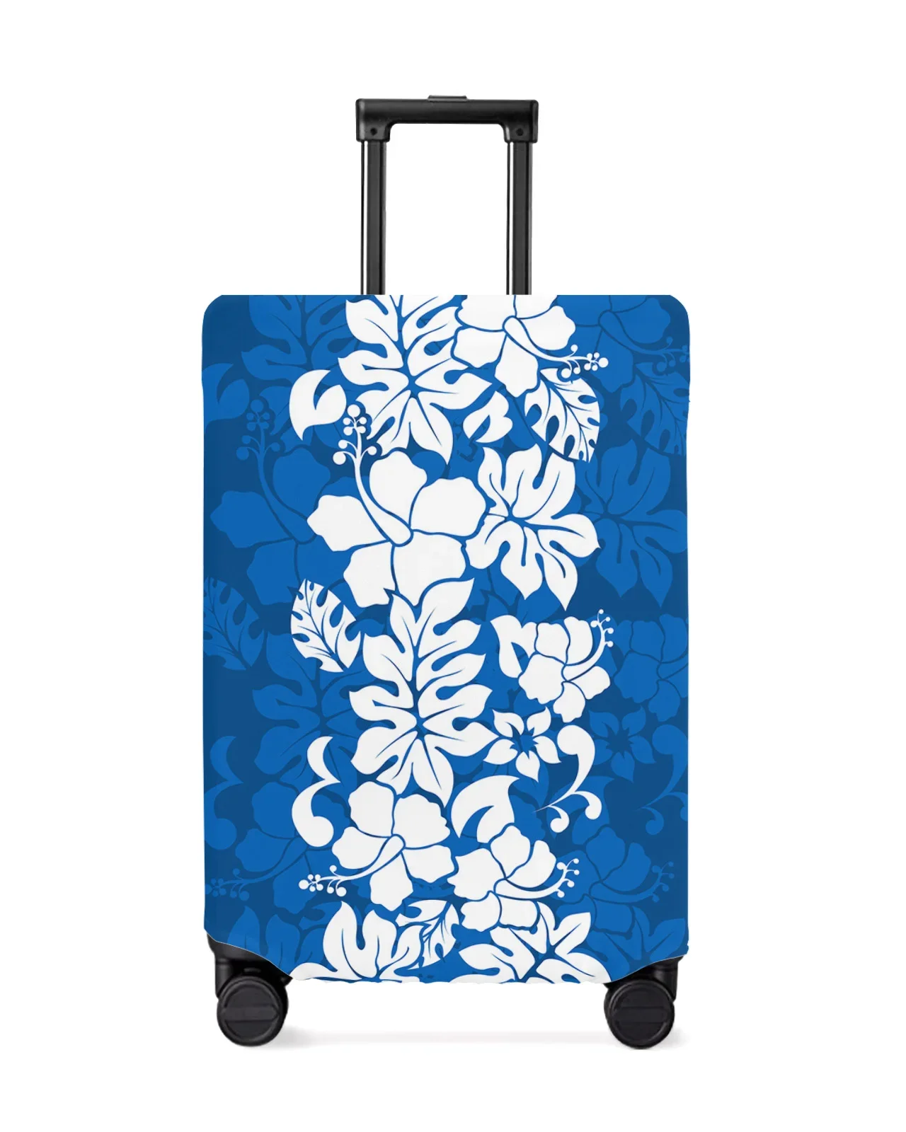 Hawaiian Tropical Flower Blue Luggage Cover Stretch Suitcase Protector Baggage Dust Cover for 18-32 Inch Travel Suitcase Case