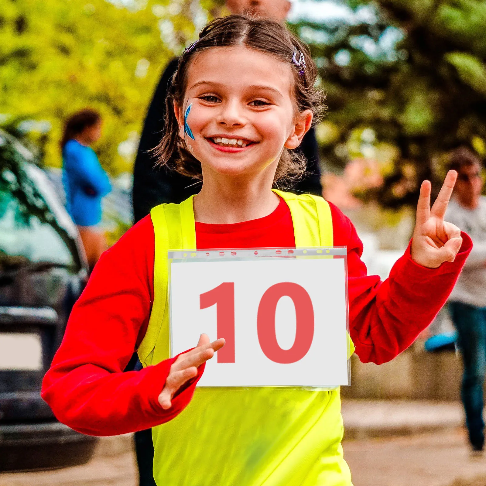 

100Pcs Running Bib Display Sleeves Clear Waterproof Bib Holder for Marathon Race Number Protection and Organization