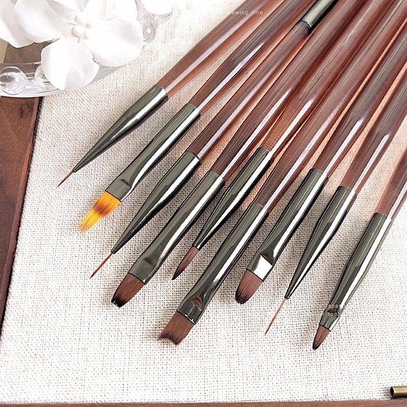 9 個 UV ジェルネイルブラシライナー DIY 絵画ペンマニキュアアクリル描画ブラシネイルアートデザイン爪先端表示ペイントツール