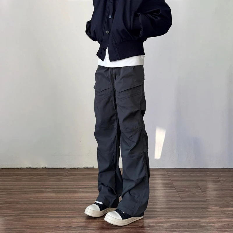 

Осенние американские водонепроницаемые функциональные мешковатые брюки-карго для мужчин, прямые брюки с несколькими карманами, новые повседневные брюки Y2K