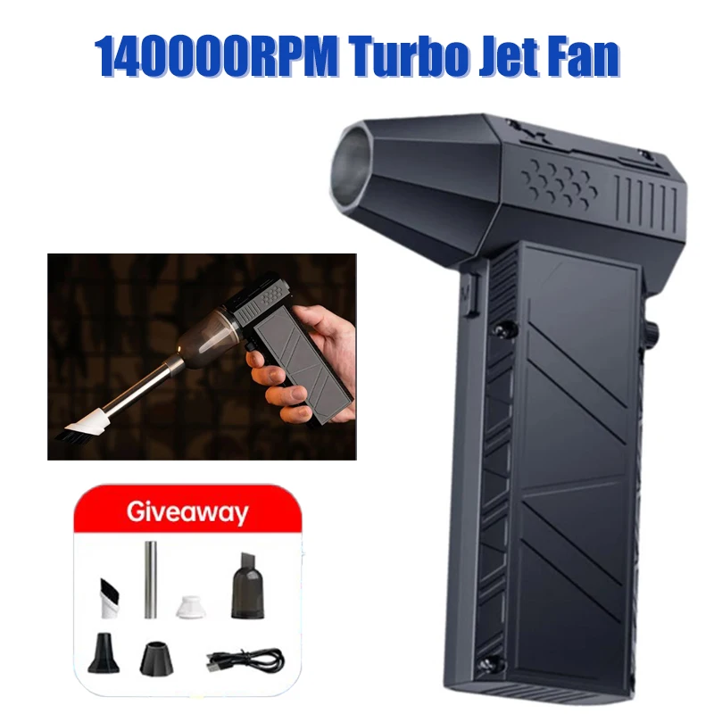 

Turbo Jet Fan 140000RPM Air blower Brushless Motor Handheld Duct Fan 6000mAh Portable Type-C Charging Car Cleaning and Drying