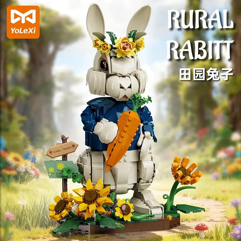 33130 conejos pastorales 1258 Uds Kit de bloques de construcción animales juguetes ensamblados para chico creatividad regalos de cumpleaños