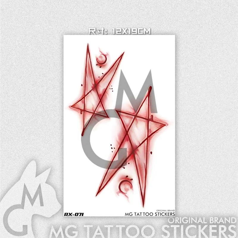 Blood Pentagram Diablo Waterproof Temporary Tattoo Stickers Stick Back Foot Arm Scar Art Fake Tattoo Horror Watercolor Men Women