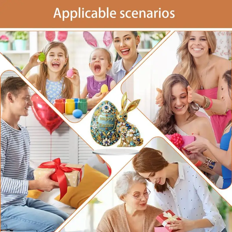 イースターラインストーンペイントキット ラインストーンテーブルサイン イースターバニーペイントキット デスク装飾 イースターエッグ アート&クラフト 2Dアクリル