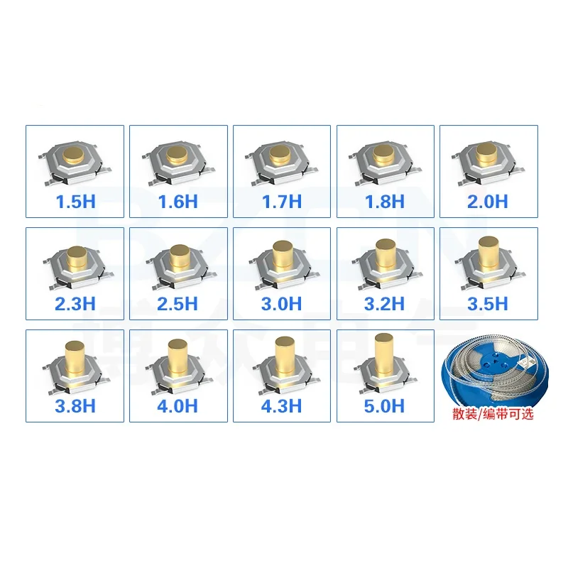 20Pcs SMD Tactile Push Button Micro Switches 4x4x1.5-5mm Momentary Solder Tab for Electronic Components